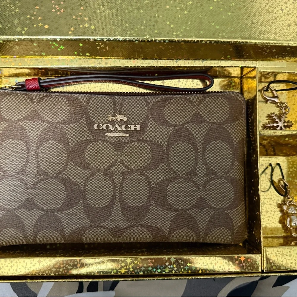 Coach Brown Signature Wristlet - Picture 2 of 5